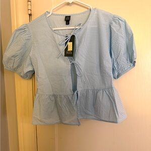 Wild Fable Light Blue Gingham Blouse